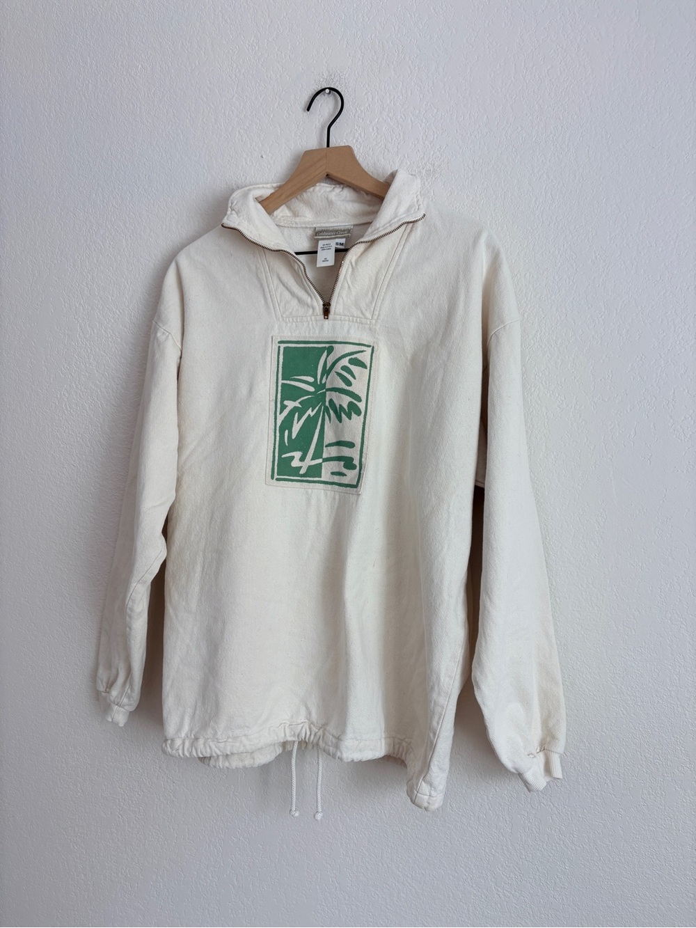 Coldwater Creek Cream Half-Zip Sweatshirt with Palm Tree Graphic - Picture 4 of 12